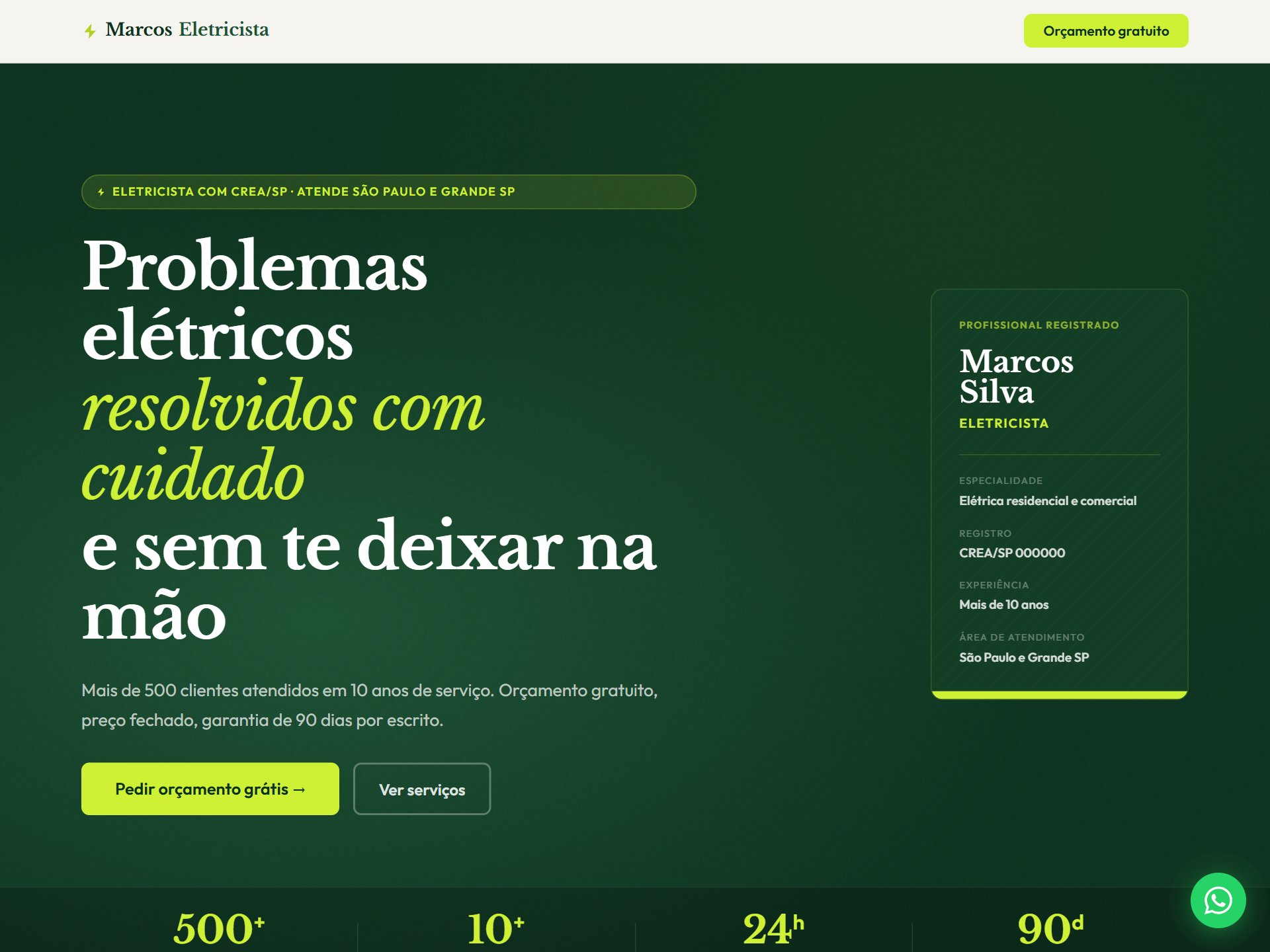 Landing page de prestador de serviço criada com o método